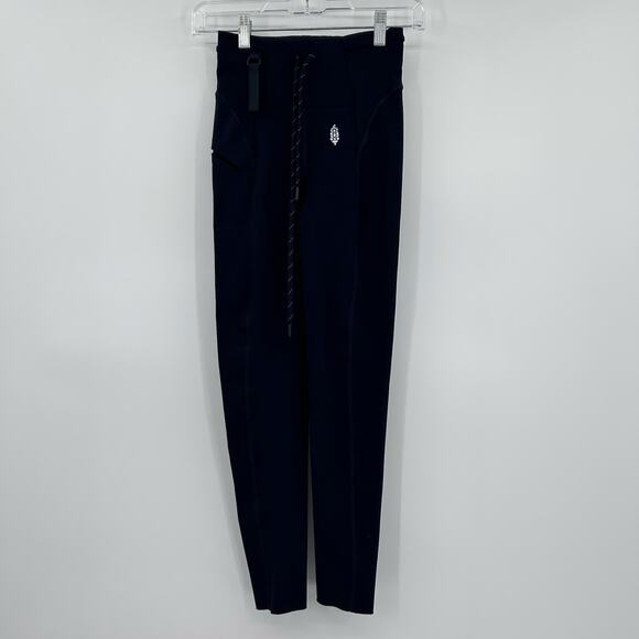 Free People Movement Compression Leggings Black Pocket Drawstring Womens Sz XS - Picture 3 of 10